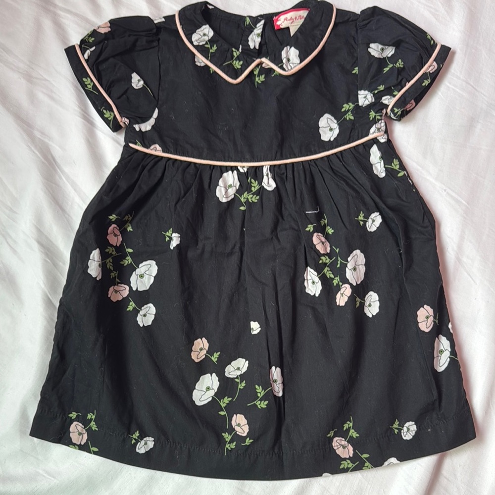 Ruby & Bloom - Adorable Black Floral Baby Dress size 18m